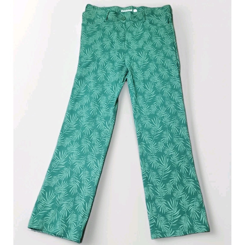 Betabrand‎ Women's L S Petite Palm Print Yoga Pants Green Stretch Pull On